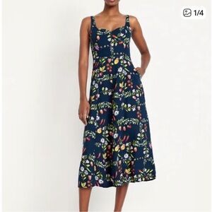 Old Navy Navy Floral Midi Dress